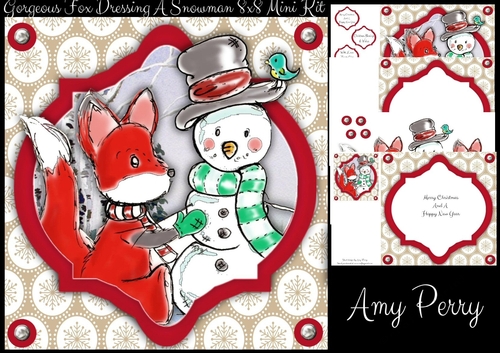 Gorgeous Fox Dressing A Snowman 8x8 Mini Kit