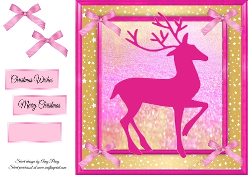 Beautiful Pink Reindeer Silhouette 8x8