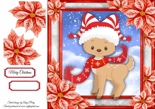 Adorable Reindeer With Scarf 8x8 