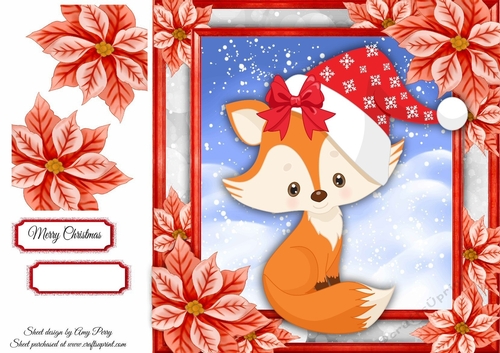 Adorable Fox With Santa Hat 8x8 