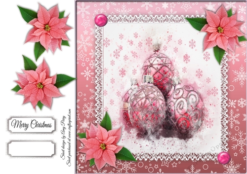Pretty Pink Christmas Baubles 8x8