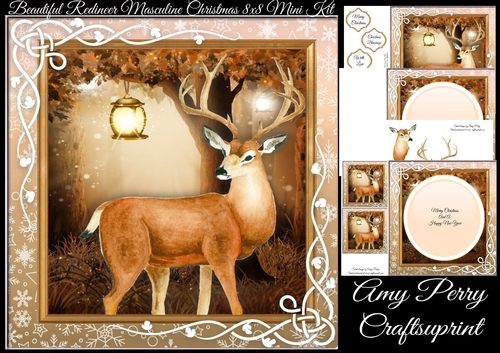 Beautiful Reindeer Masculine Christmas 8x8 Mini Kit