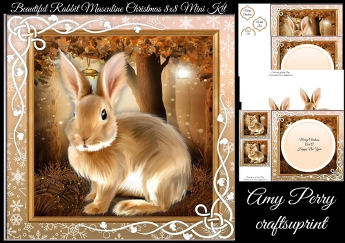 Beautiful Rabbit Masculine Christmas 8x8 Mini Kit