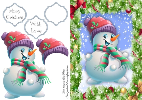 Gorgeous Snowman With Red & Purple Hat 