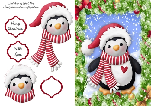 Gorgeous Penguin With Red & White Hat