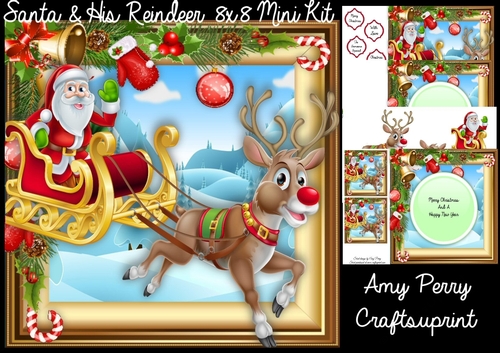 Santa & His Reindeer 8x8 Mini Kit