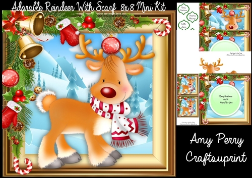 Adorable Reindeer With Scarf 8x8 Mini Kit