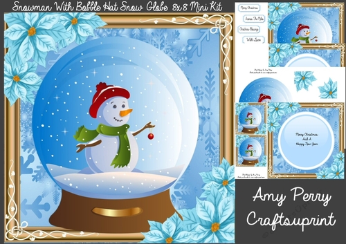 Snowman In Bobble Hat Snow Globe 8x8 Mini Kit