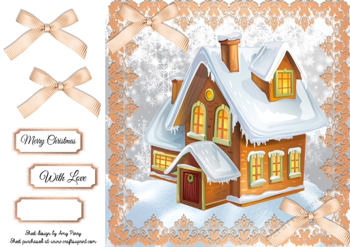 Beautiful Christmas House With Snow 8x8