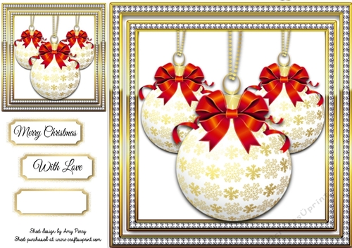 Beautiful Gold & White Baubles 8x8