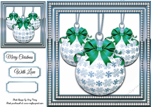 Beautiful Blue & Silver Baubles 8x8