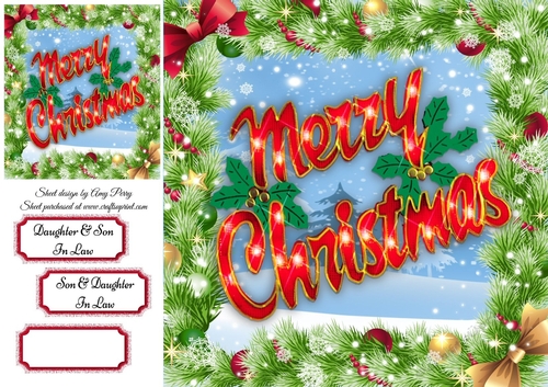 Merry Christmas Red & Gold 8x8