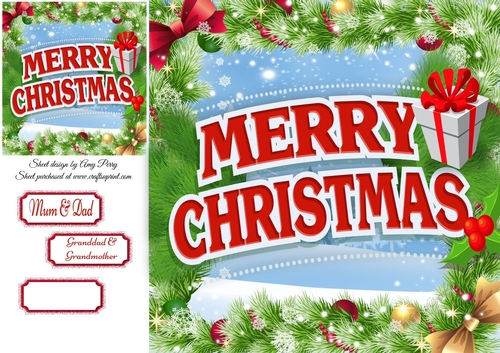 Merry Christmas With Present 8x8