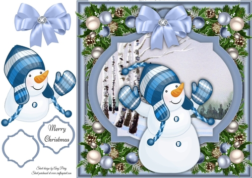 Gorgeous Snowman In Bobble Hat 8x8