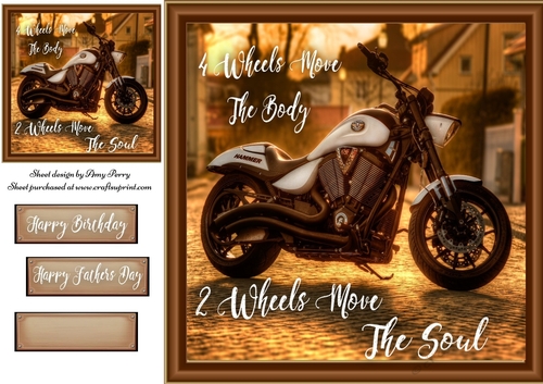 Beautiful Motorbike With Words 8x8