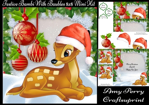 Beautiful Festive Bambi 8x8 Mini Kit