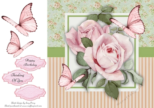 Beautiful Shabby Chic Rose 8x8