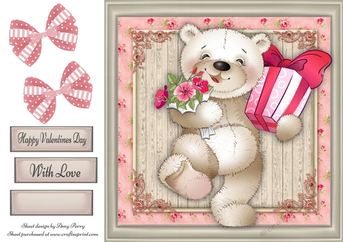 Valentines Ready Teddy Bear 8x8