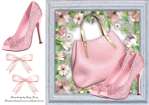 Pretty Pink Handbag & Shoes 8x8