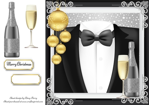 Silver & Black Festive Suit 8x8