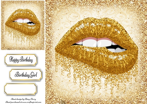 Beautiful Gold Glitter Lips 8x8