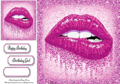 Beautiful Pink Glitter Lips 8x8