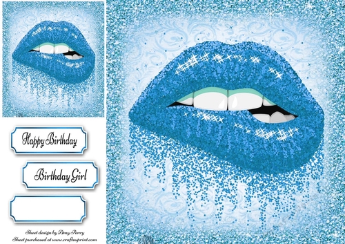 Beautiful Blue Glitter Lips 8x8