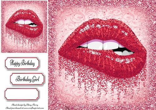 Beautiful Red Glitter Lips 8x8