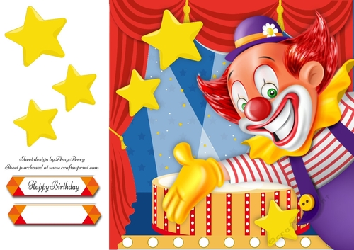 Large Colorful Clown 8x8