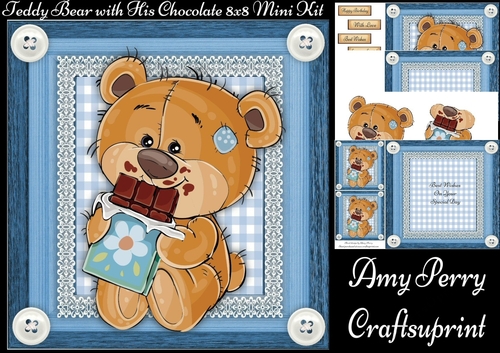 Teddy Bear With His Chocolate 8x8 Mini Kit