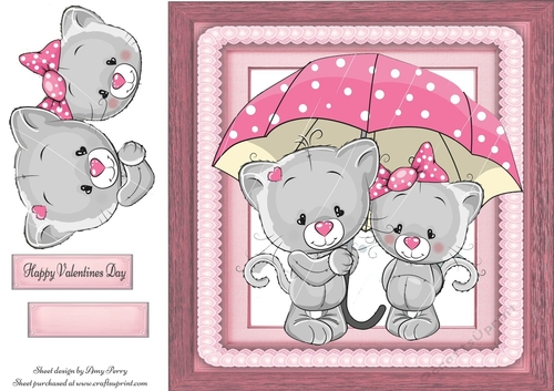 Love Cats Under A Umbrella 8x8