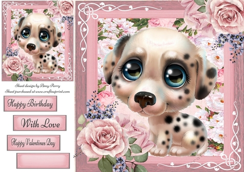 Beautiful Blue Eyed Dalmation Puppy 8x8