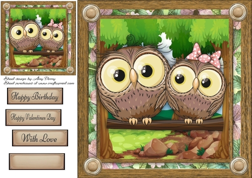 Gorgeous Pair Of Owls 8x8