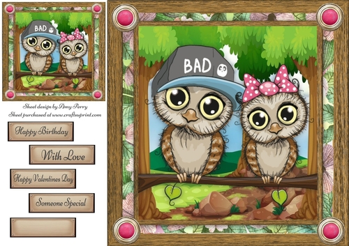 Gorgeous Pair Of Owls 2 8x8