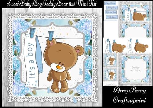 Sweet Baby Boy Teddy 8x8 Mini Kit