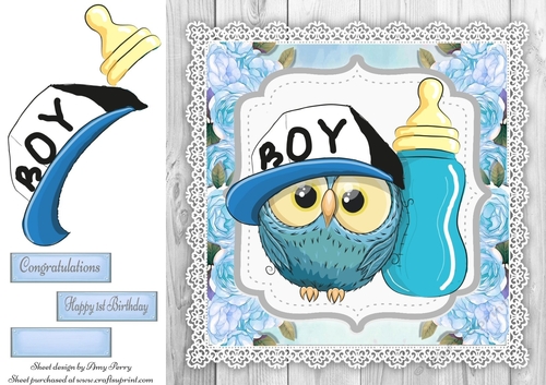 Cute Owl With His Bottle 8x8