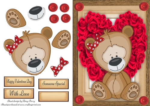 Gorgeous Valentine Bear In Rose Heart