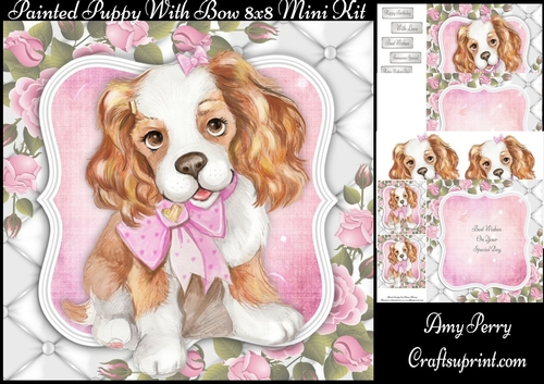 Painted Puppy With Bow 8x8 Mini Kit