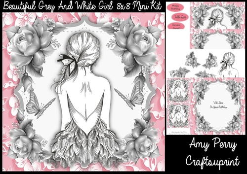 Beautiful Grey & White Girl 8x8 Mini Kit