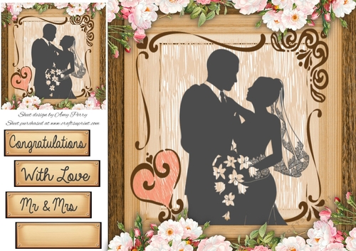 Beautiful Silhouette Wedding Couple 8x8