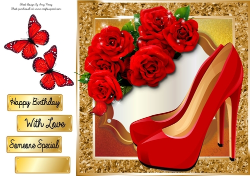 Beautiful Red Shoes With Roses 8x8