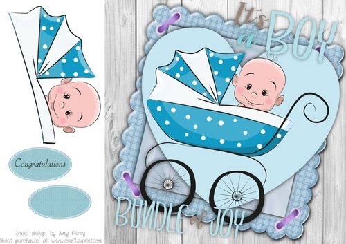 Baby Boy In A Pram 8x8