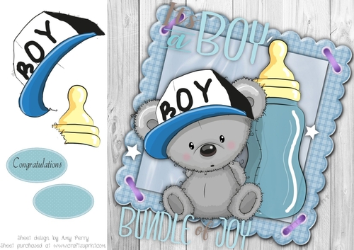 Baby Bear With Bottle  8x8