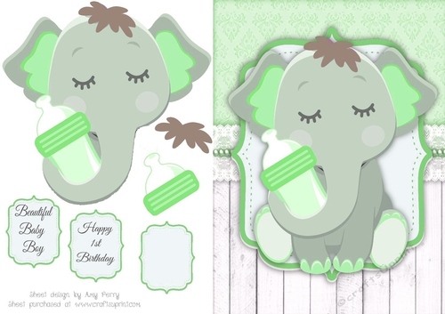 Gorgeous Elephant With Bottle in Green