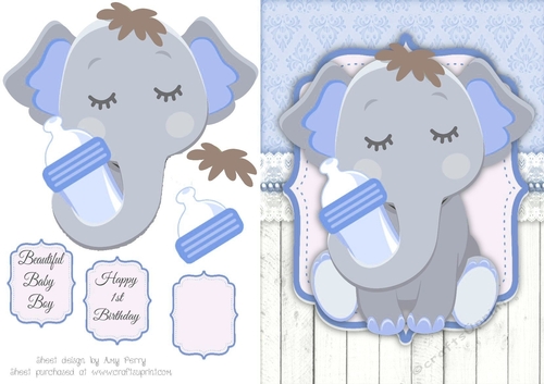 Gorgeous Elephant With Bottle in Blue