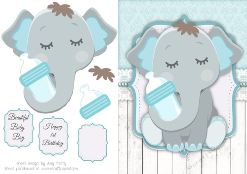 Gorgeous Elephant With Bottle in Light Blue