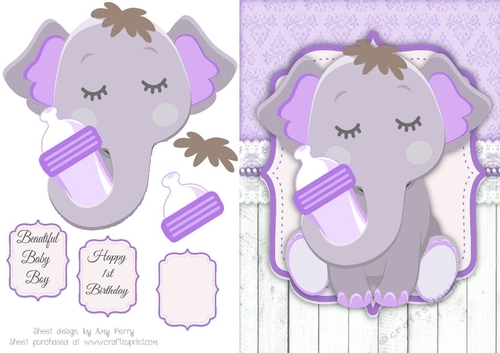 Gorgeous Elephant With Bottle in Purple