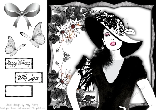 Beautiful Black And White Glamour Girl 8x8