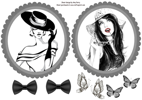 Black & White Glamour Girl Toppers 1