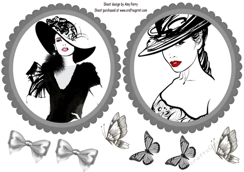 Black & White Glamour Girl Toppers 3